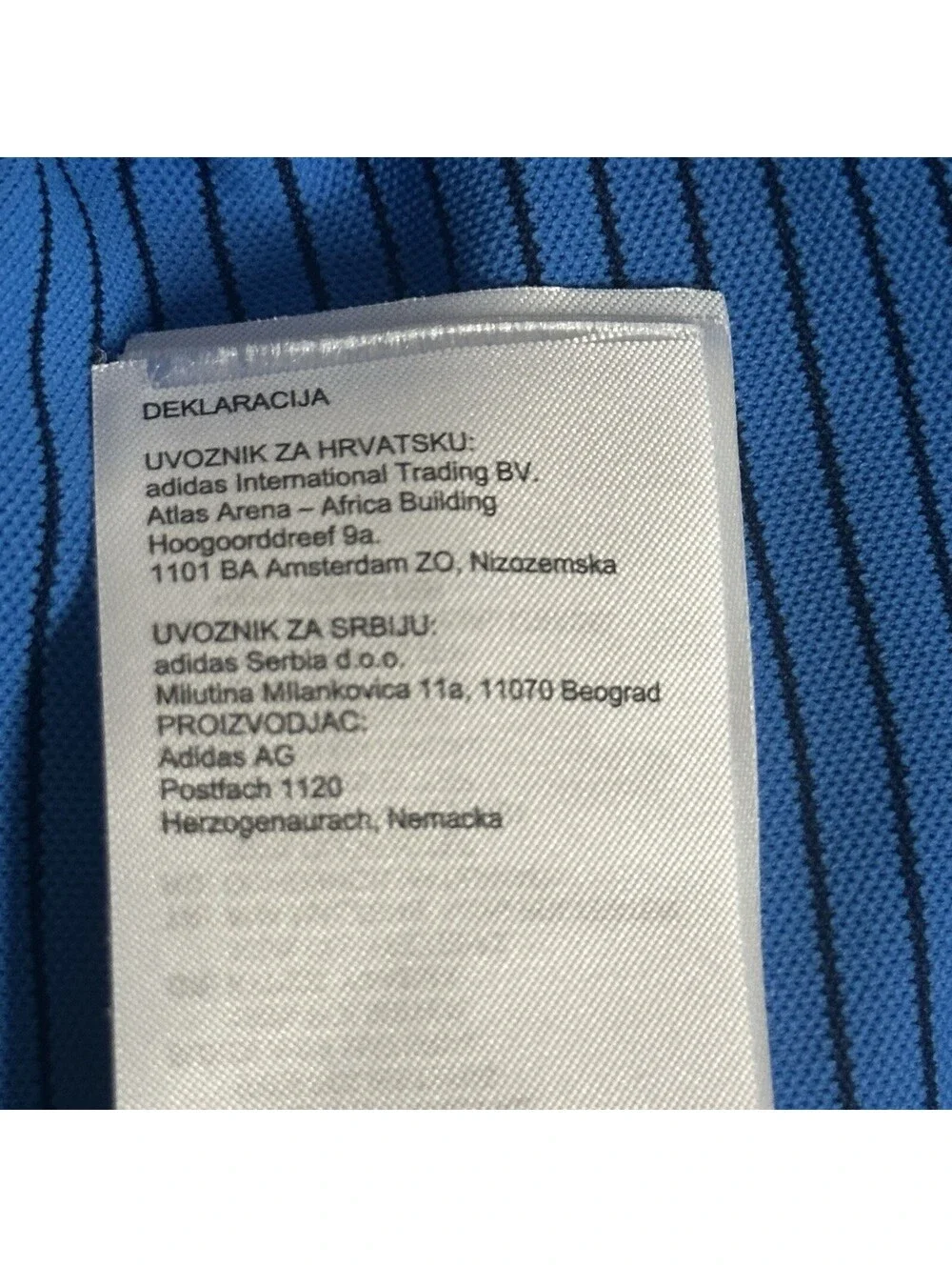 Adidas Polo Shirt Mens 2XL Blue Striped Short Sleeve